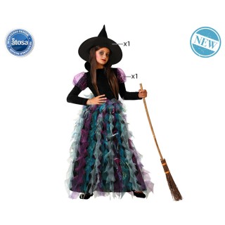 Costume enfant sorcière lambeaux bleu/violet