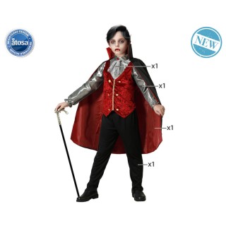 Costume enfant vampire plastron gris/bordeaux