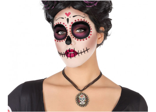 Collier médaillon day of dead