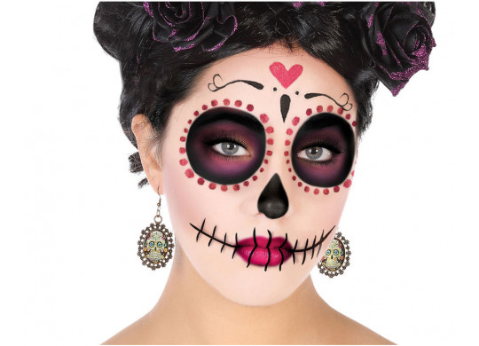 Boucles d'oreilles médaillon day of dead