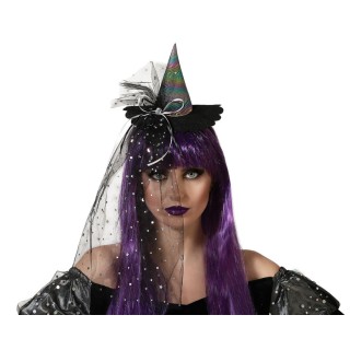 Serre tête chapeau sorcière et voile