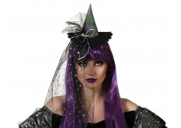 Serre tête chapeau sorcière et voile
