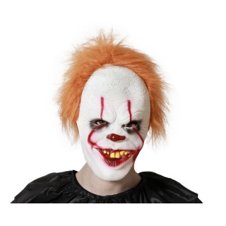 Masque adulte souple clown cheveux orange