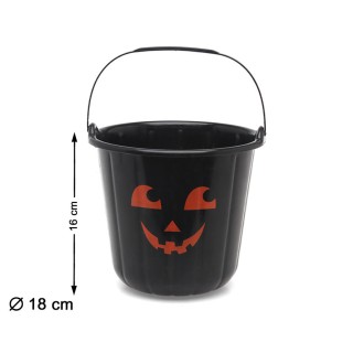 Seau plastique citrouille noir
