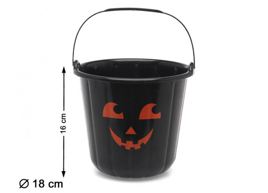 Seau plastique citrouille noir