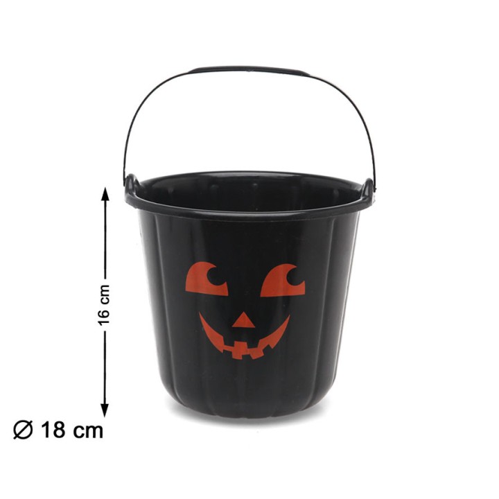 Seau plastique citrouille noir