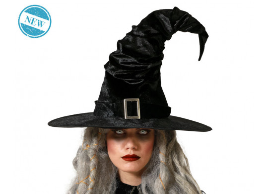 Chapeau sorcière noir crochu