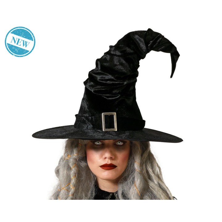 Chapeau sorcière noir crochu