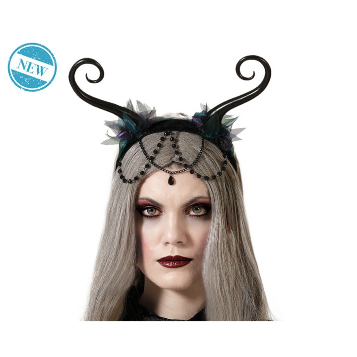 Serre tête cornes noires et bijou de tête