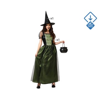 Costume femme sorcière robe longue verte