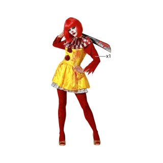 Costume femme clown robe jaune/rouge
