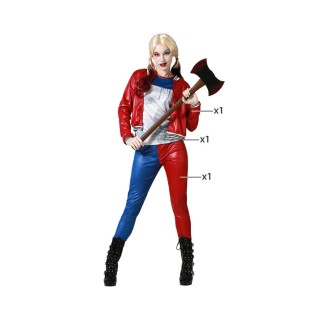 Costume femme Harley Quinn legging rouge/bleu