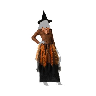 Costume femme sorcière lambeaux orange/marron