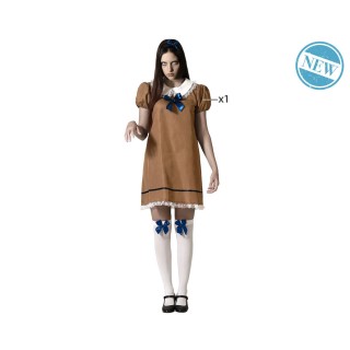 Costume femme poupée robe marron/bleu