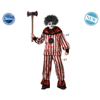 Costume homme clown rayé rouge/blanc