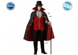 Costume homme vampire plastron gris/bordeaux