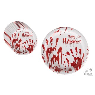 Assiettes Halloween ensanglanté x8