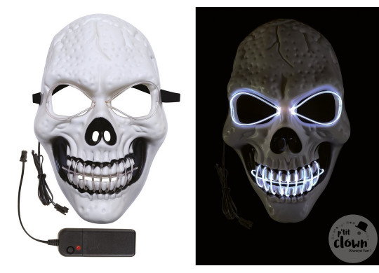 Masque adulte rigide squelette lumineux
