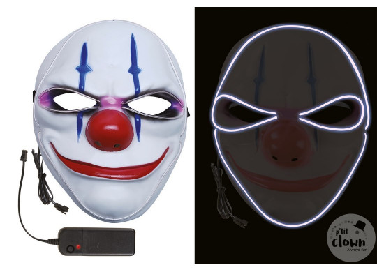 Masque adulte rigide clown terrifiant lumineux
