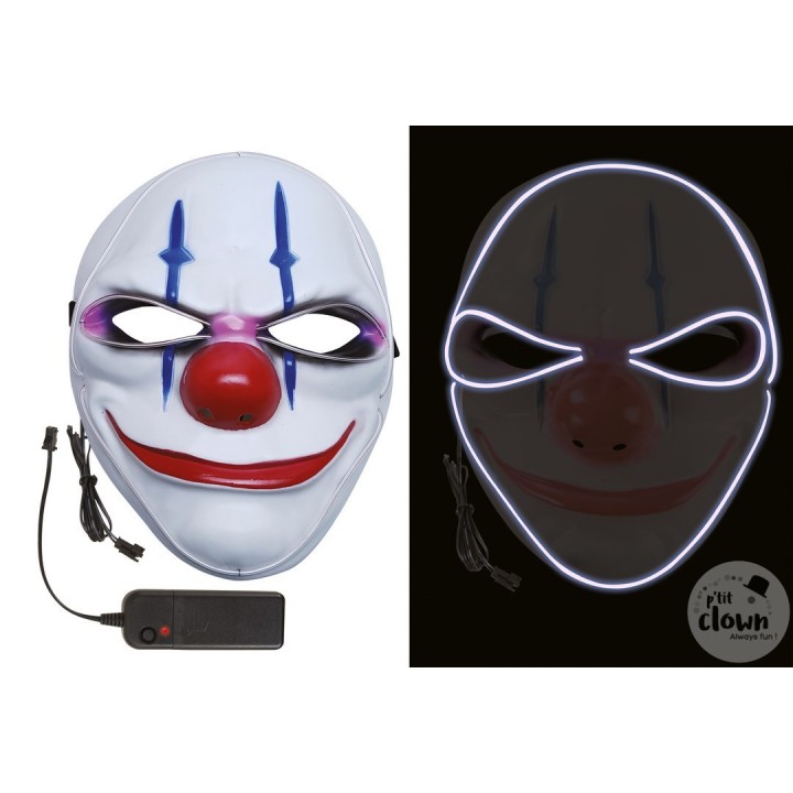 Masque adulte rigide clown terrifiant lumineux