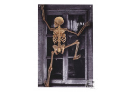 Déco fenêtre squelette grimpant
