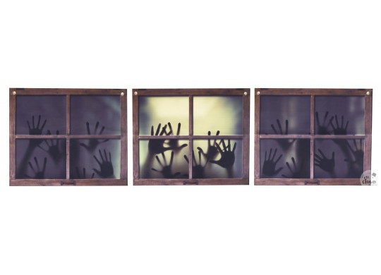 Déco fenêtre mains zombie