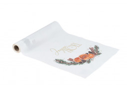 Chemin de table tissu Joyeux Noël écorce orange