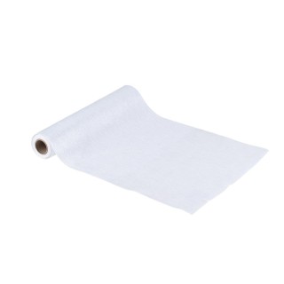Chemin de table velours blanc liseré argent scintillant