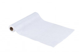 Chemin de table velours blanc liseré argent scintillant