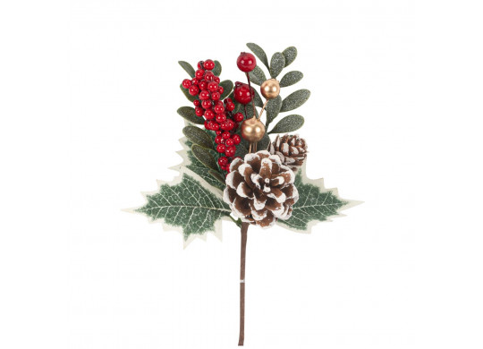 Branche feuillage/baie rouge/pomme de pin