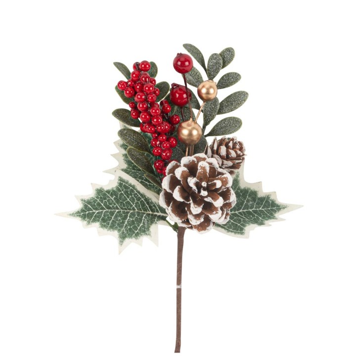 Branche feuillage/baie rouge/pomme de pin
