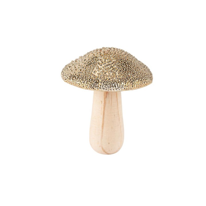 Champignon bois et céramique or 7,5cm