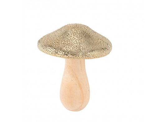 Champignon bois et céramique or 10,5cm
