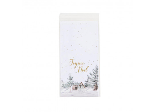 Sachet cello Joyeux Noël paysage enneigé x10