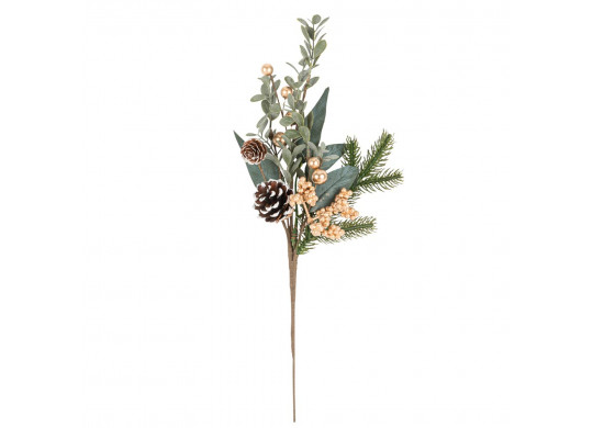 Branche feuillage/baie or/pomme de pin