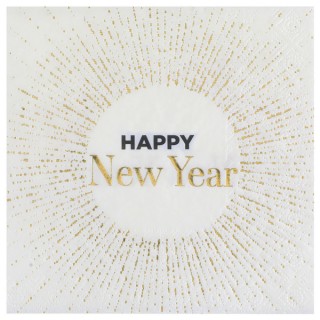 10 Serviettes blanches Happy new year