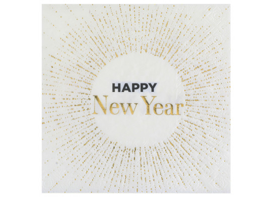10 Serviettes blanches Happy new year