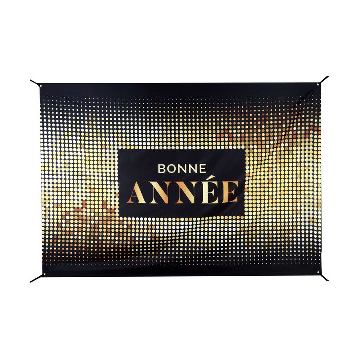 Toile de fond Bonne année golden noir pois or