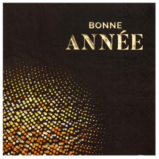 10 Serviettes Bonne année golden noir pois or
