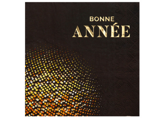10 Serviettes Bonne année golden noir pois or