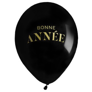 Ballons Bonne année golden noir/or x6