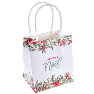 Sac cadeau Joyeux Noël houx x4
