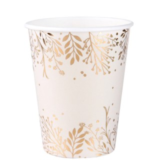 10 Gobelets ivoires feuilles d'hiver or