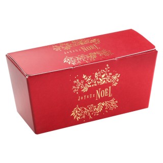 Ballotin chocolat rouge Joyeux Noël feuilles d'hiver or x5