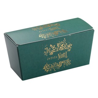 Ballotin chocolat vert Joyeux Noël feuilles d'hiver or x5