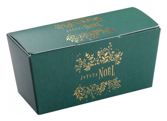 Ballotin chocolat vert Joyeux Noël feuilles d'hiver or x5