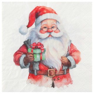 20 Serviettes blanches Père Noël