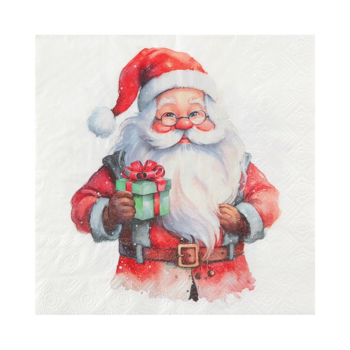 20 Serviettes blanches Père Noël