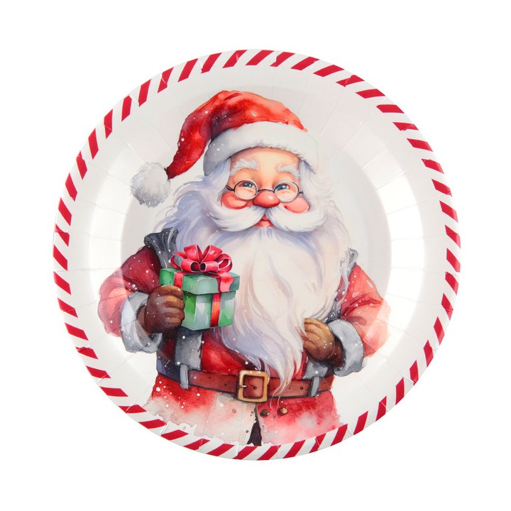 10 Assiettes blanches Père Noël
