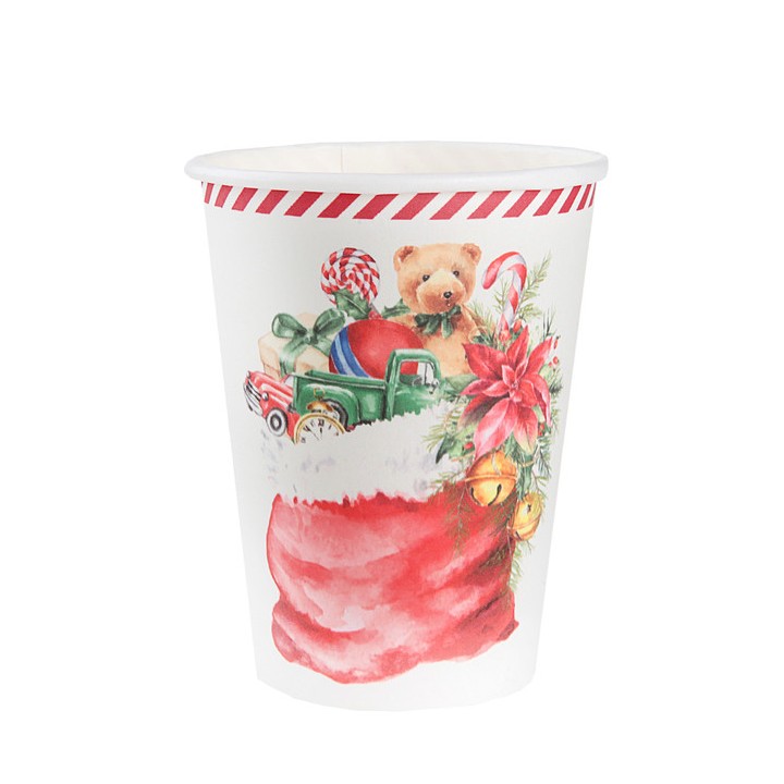 10 Gobelets blancs Père Noël